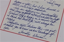 Arnold & Winnie Palmer Photo w/Hand-Written Note to Jean Ward Thomas from Winnie Palmer