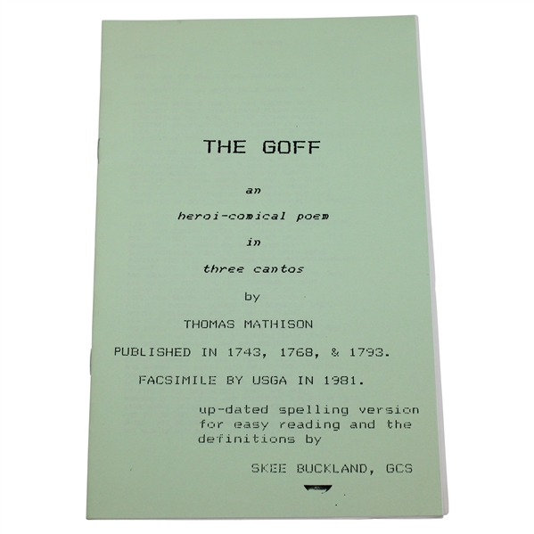 1981 USGA Facsimile The Goff by Thomas Mathison Booklet