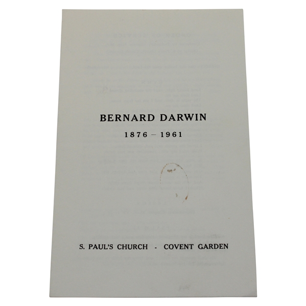 1961 Bernard Darwin Funeral Program