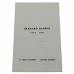 1961 Bernard Darwin Funeral Program