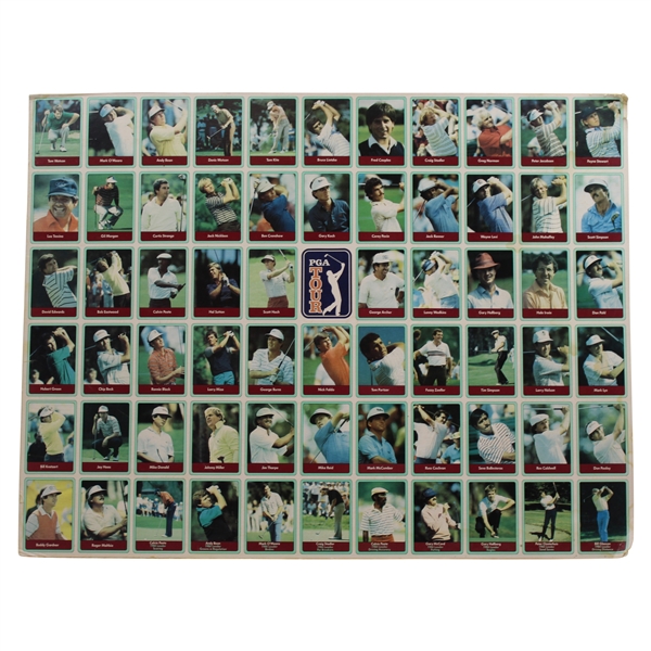 1985 Miller Press PGA Tour Uncut Card Sheet-Mounted w/ Nicklaus, Payne, Seve & Couples