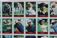 1985 Miller Press PGA Tour Uncut Card Sheet-Mounted w/ Nicklaus, Payne, Seve & Couples