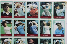 1985 Miller Press PGA Tour Uncut Card Sheet-Mounted w/ Nicklaus, Payne, Seve & Couples