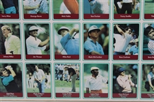 1985 Miller Press PGA Tour Uncut Card Sheet-Mounted w/ Nicklaus, Payne, Seve & Couples