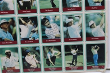1985 Miller Press PGA Tour Uncut Card Sheet-Mounted w/ Nicklaus, Payne, Seve & Couples