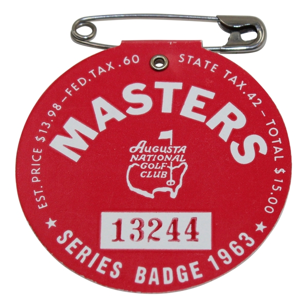 1963 Masters Tournament SERIES Badge #13244 - Jack Nicklaus Winner