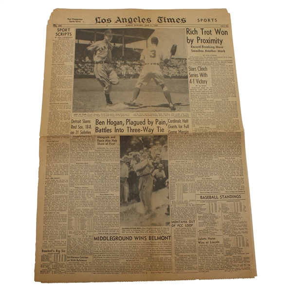 1950 Los Angeles Times Ben Hogan Comeback Sports Section Cover