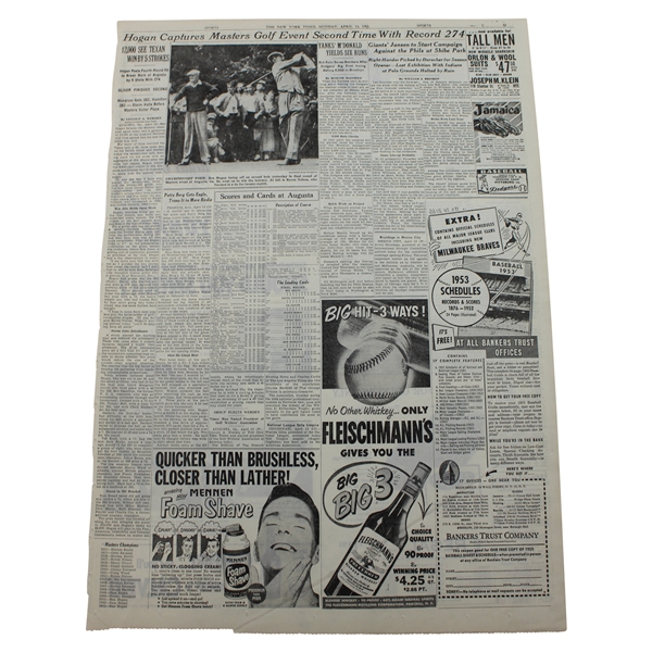 1953 New York Times Ben Hogan Masters Article