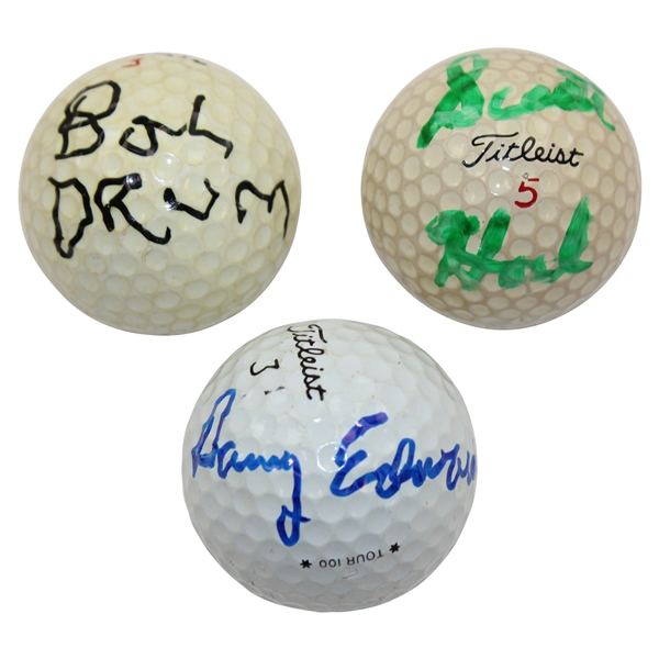 Danny Edwards, Scott Hoch & Bob Drum Signed Golf Balls JSA ALOA