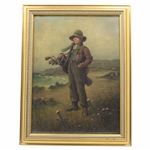 The Cheerful Caddy Boy Original Oil On Canvas- Framed