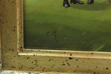 Original 'Playing From A Bunker' Edwardian Golf Oil On Copper Painting - Framed