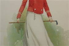 Golfing Girl Calendar Print For The Equitable Life Assurance Society Of The USA - Framed