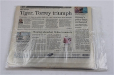Three (3) Tiger Woods Major Wins Front Page Newspapers