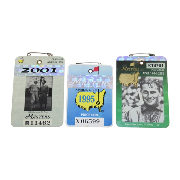 1995, 2001 & 2002 Masters Tournament SERIES Badges - Tiger Debut plus Back-to-Back