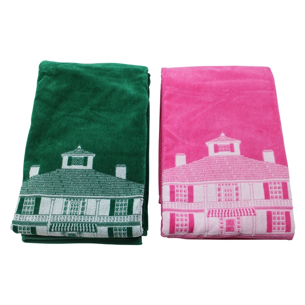 Augusta National Golf Club Employees Gift - Green & Pink Clubhouse Beach Towels
