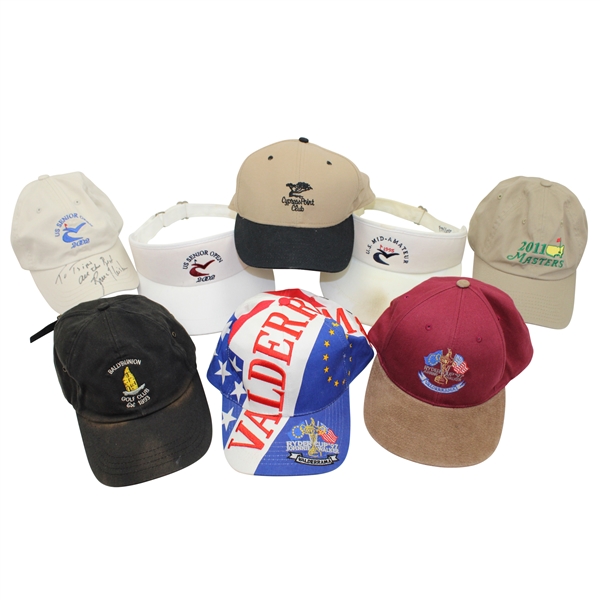Eight (8) Assorted Golf Themed Hats & Visors - Masters, Ryder Cup, Ballybunnion & more 