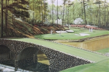 1990 'Augusta (National Golf Club), U.S.A. the 12th' Print Signed by Artist Graeme W. Baxter - Framed