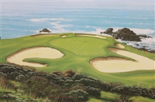 1996 '7th Hole Pebble Beach' Print Signed by Artist Graeme W. Baxter - Framed