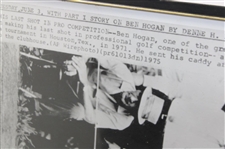 Ben Hogan 1975 'Last Shot In Pro Competition' Oversize Wire Photo - Framed