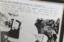 Ben Hogan 1975 'Last Shot In Pro Competition' Oversize Wire Photo - Framed