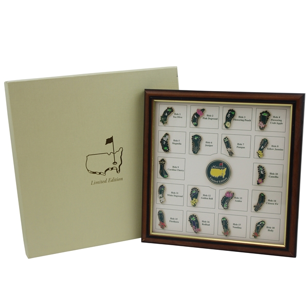 2014 Masters Tournament Limited Edition Hole Layout Pin Set in Original Box - Framed