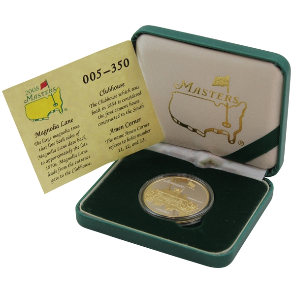 2008 Masters Ltd Ed Magnolia Ln/Clubhouse/Amen Corner Low Number Coin #05/350 in Box w/Card