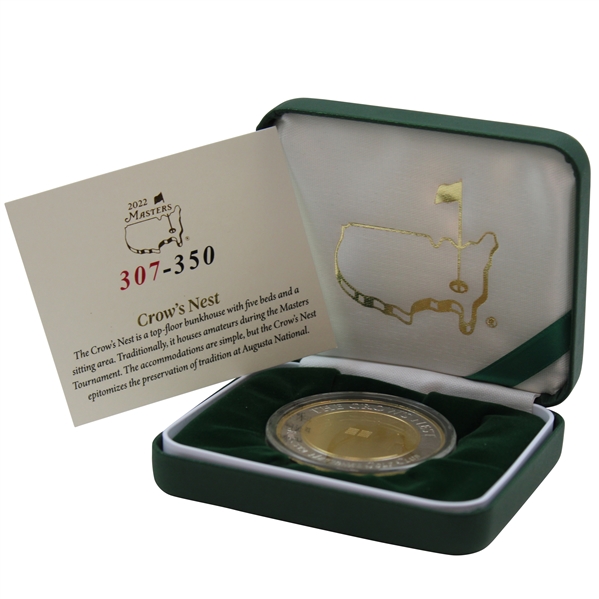 2022 Masters Tournament Ltd Ed Crows Nest Coin #307/500 in Box w/Card