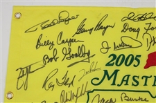 Tiger, Rory, Palmer, Nicklaus & 38 Past Champions Signed 2005 Masters Embroidered Flag JSA ALOA