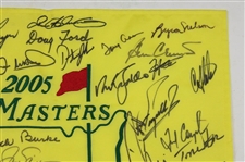Tiger, Rory, Palmer, Nicklaus & 38 Past Champions Signed 2005 Masters Embroidered Flag JSA ALOA