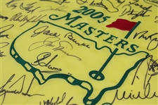Tiger, Rory, Palmer, Nicklaus & 38 Past Champions Signed 2005 Masters Embroidered Flag JSA ALOA
