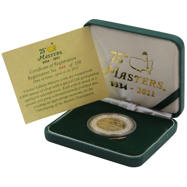 2011 Masters Tournament Ltd Ed 75th Anniversary Comm. Coin #48/350 in Box w/Card