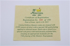 2011 Masters Tournament Ltd Ed 75th Anniversary Comm. Coin #48/350 in Box w/Card