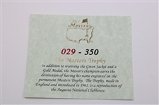 2015 Masters Tournament Ltd Ed The Masters Trophy Coin #29/350 in Box w/Card