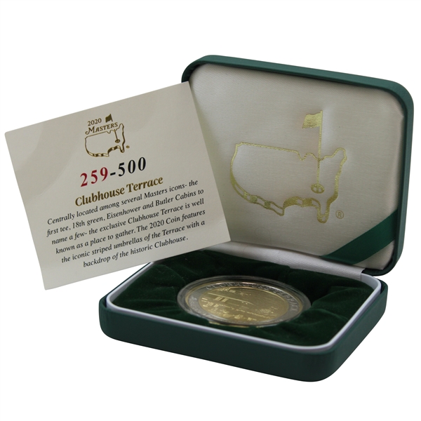 2020 Masters Tournament Ltd Ed Clubhouse Terrace Coin #259/500 in Box w/Card
