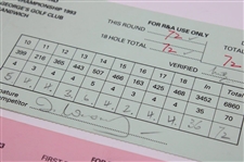 Kite, Azinger, Woosnam & Five (5) Others Signed 1993 Open Championship At Royal St. George'S Scorecards