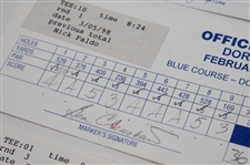 Faldo, Clarke, Calcavecchia & Seven (7) Others Signed 98 Players Championship, 95 & 98 Buick Classic, 98 Doral-Ryder Open & 99 Mastercard Colonial Scorecards