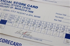 Faldo, Clarke, Calcavecchia & Seven (7) Others Signed 98 Players Championship, 95 & 98 Buick Classic, 98 Doral-Ryder Open & 99 Mastercard Colonial Scorecards