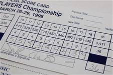 Faldo, Clarke, Calcavecchia & Seven (7) Others Signed 98 Players Championship, 95 & 98 Buick Classic, 98 Doral-Ryder Open & 99 Mastercard Colonial Scorecards