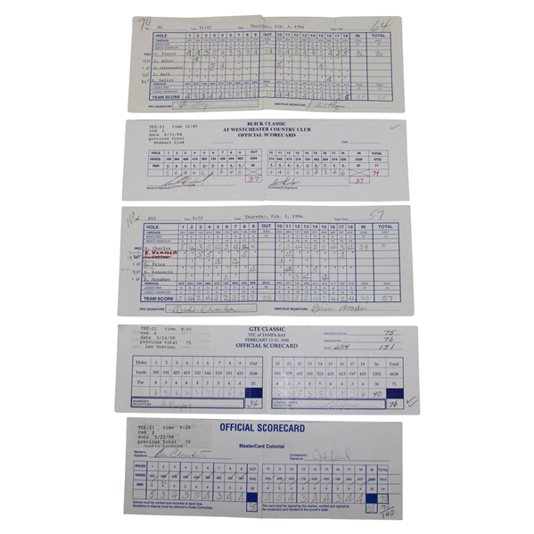 Player, Cink,Trevino & Seven (7) Others Signed 94 Royal Caribbean Pro Am, 98 Buick Classic, 98 Mastercard Colonial & 98 GTE Classic Scorecards