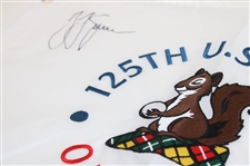 Champion JJ Spaun Signed 2025 US Open at Oakmont Embroidered Flag JSA ALOA