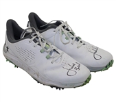 Jordan Spieth Dual Signed Match Used White Golf Cleats w/Locker Sign - 2025 Genesis Invitational JSA ALOA