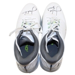 Jordan Spieth Dual Signed Match Used White Golf Cleats w/Locker Sign - 2025 Genesis Invitational JSA ALOA