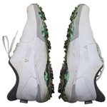 Jordan Spieth Dual Signed Match Used White Golf Cleats w/Locker Sign - 2025 Genesis Invitational JSA ALOA