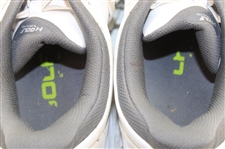 Jordan Spieth Dual Signed Match Used White Golf Cleats w/Locker Sign - 2025 Genesis Invitational JSA ALOA