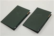 Four (4) 2017 “I am member of “Arnie’s Army” Pins w/Two(2) Leather Masters Scorecard Holders w/Card & Pencil