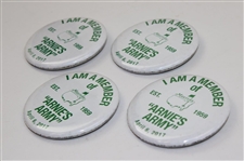 Four (4) 2017 “I am member of “Arnie’s Army” Pins w/Two(2) Leather Masters Scorecard Holders w/Card & Pencil