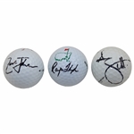Zach Johnson, Ray Floyd & Adam Scott Signed Masters Logo Golf Balls JSA ALOA