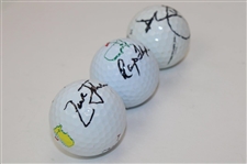 Zach Johnson, Ray Floyd & Adam Scott Signed Masters Logo Golf Balls JSA ALOA