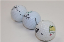 Zach Johnson, Ray Floyd & Adam Scott Signed Masters Logo Golf Balls JSA ALOA