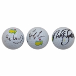 Ian Woosnam, Fred Couples & Nick Faldo Signed Masters Logo Golf Balls JSA ALOA